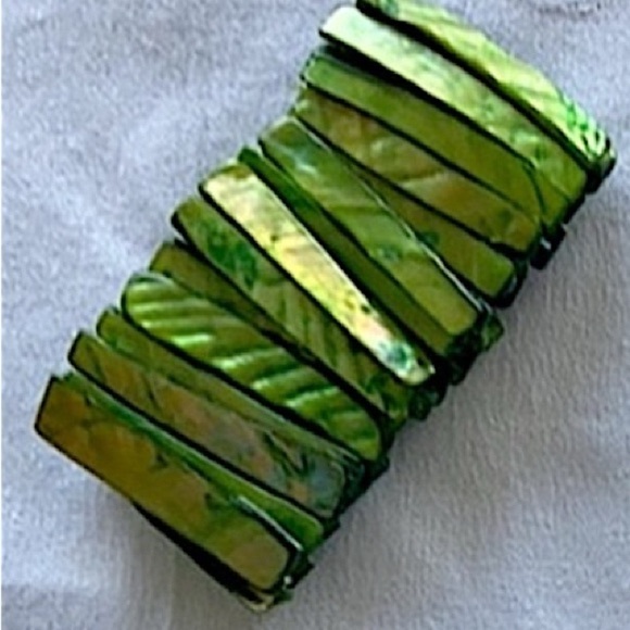 Brilliant Green Abalone Mother of Pearl & Stone Bead Necklace Bracelet Earrings - Picture 13 of 13